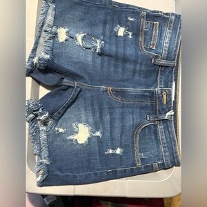 Cello Blue Distressed Jean Shorts